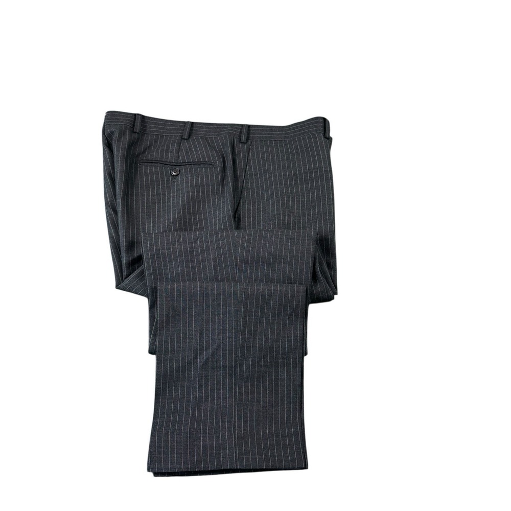 Suitsupply Gray Striped Sienna Wool Flat Front Dress Pants Trouser 38x32
